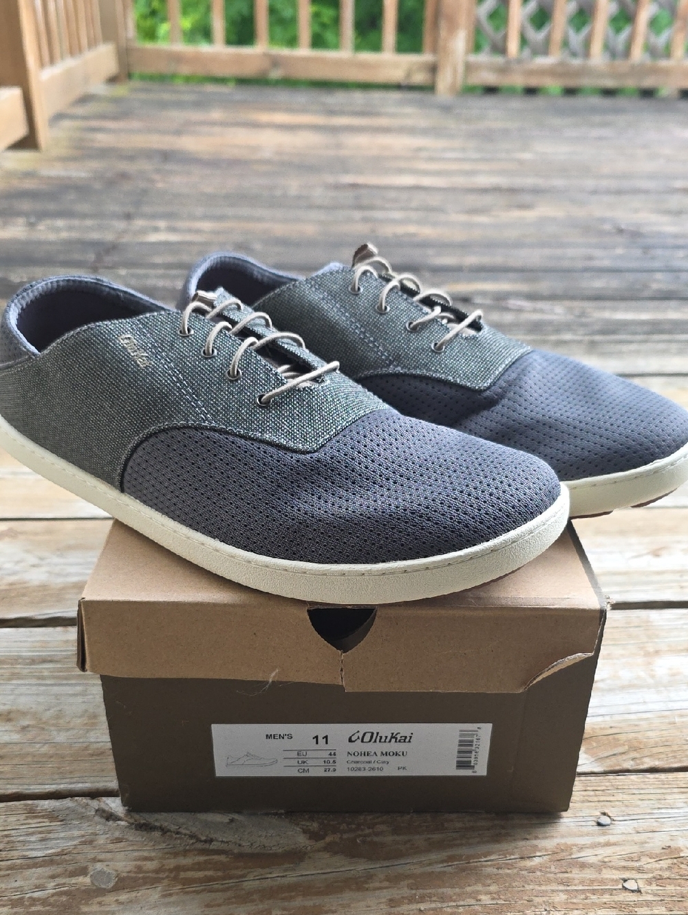 OluKai Men's Two-Tone Charcoal and Olive Slip-On Sneakers